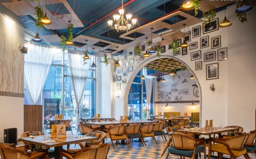 Restaurant dining interior pictured on the original About Us page; venue attribution is not specified