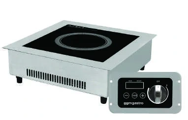 Commercial induction cooking unit with separate control panel, supplied by the owner