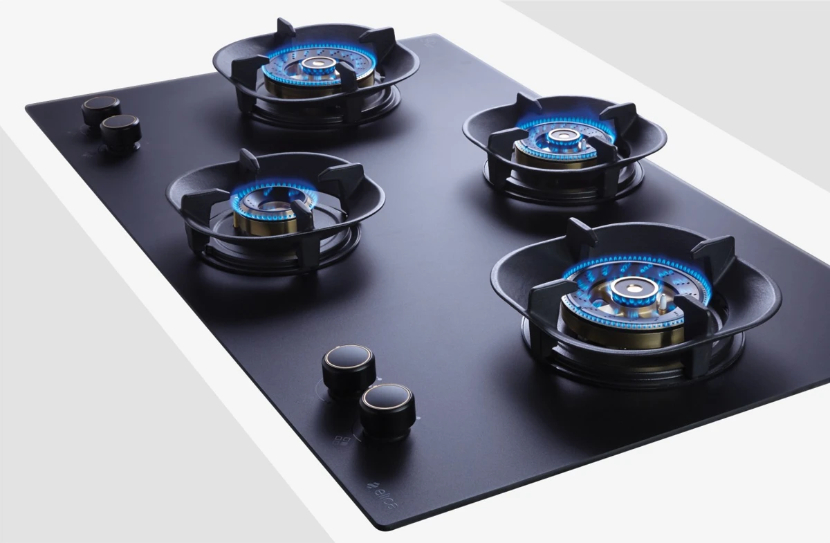 Elica gas hob with four burners, photographed in the supplied catalogue