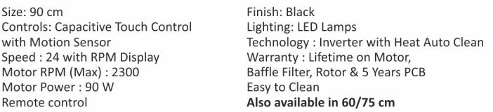 Original catalogue specifications for Elica I SMART GLACE FL HAC 90 LTW NERO. Use the full-size link to enlarge, or contact the household team for an accessible specification sheet.