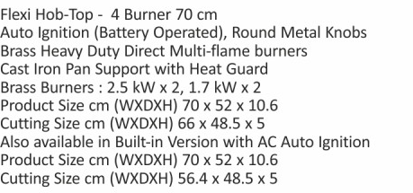 Original catalogue specifications for Elica FLEXI 470 LOTUS IND HD BRASS. Use the full-size link to enlarge, or contact the household team for an accessible specification sheet.