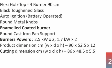Original catalogue specifications for Elica RG FLEXI HCT 491 DX LOTUS BK. Use the full-size link to enlarge, or contact the household team for an accessible specification sheet.
