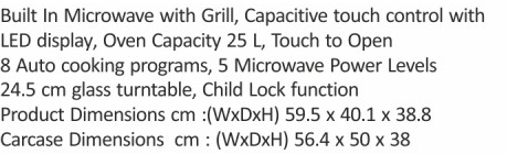 Original catalogue specifications for Elica EPBI MWO G25 INOX NERO. Use the full-size link to enlarge, or contact the household team for an accessible specification sheet.