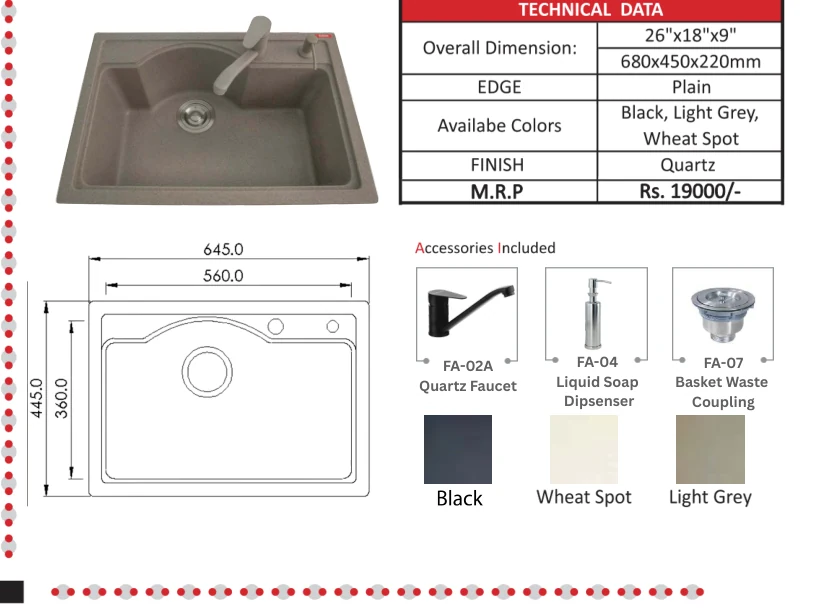 Original Futura catalogue specification table, dimensions and accessory details for FS 2618 NQ; key specifications are transcribed above