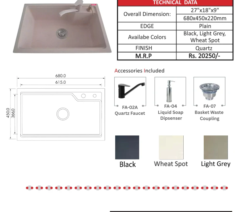 Original Futura catalogue specification table, dimensions and accessory details for FS 2718 NQ; key specifications are transcribed above