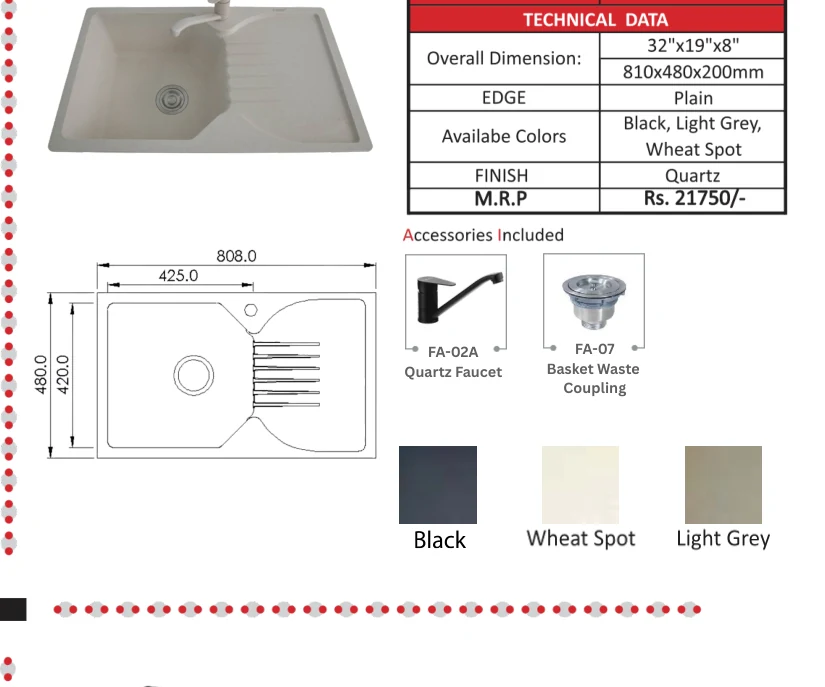 Original Futura catalogue specification table, dimensions and accessory details for FS 3219 NQ; key specifications are transcribed above